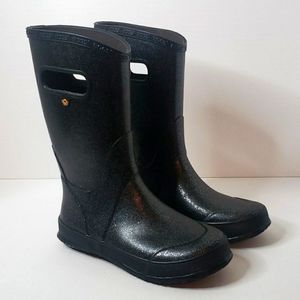 BOGS Glitter Tall Rain Boot Black Waterproof Girls Youth Size 3
